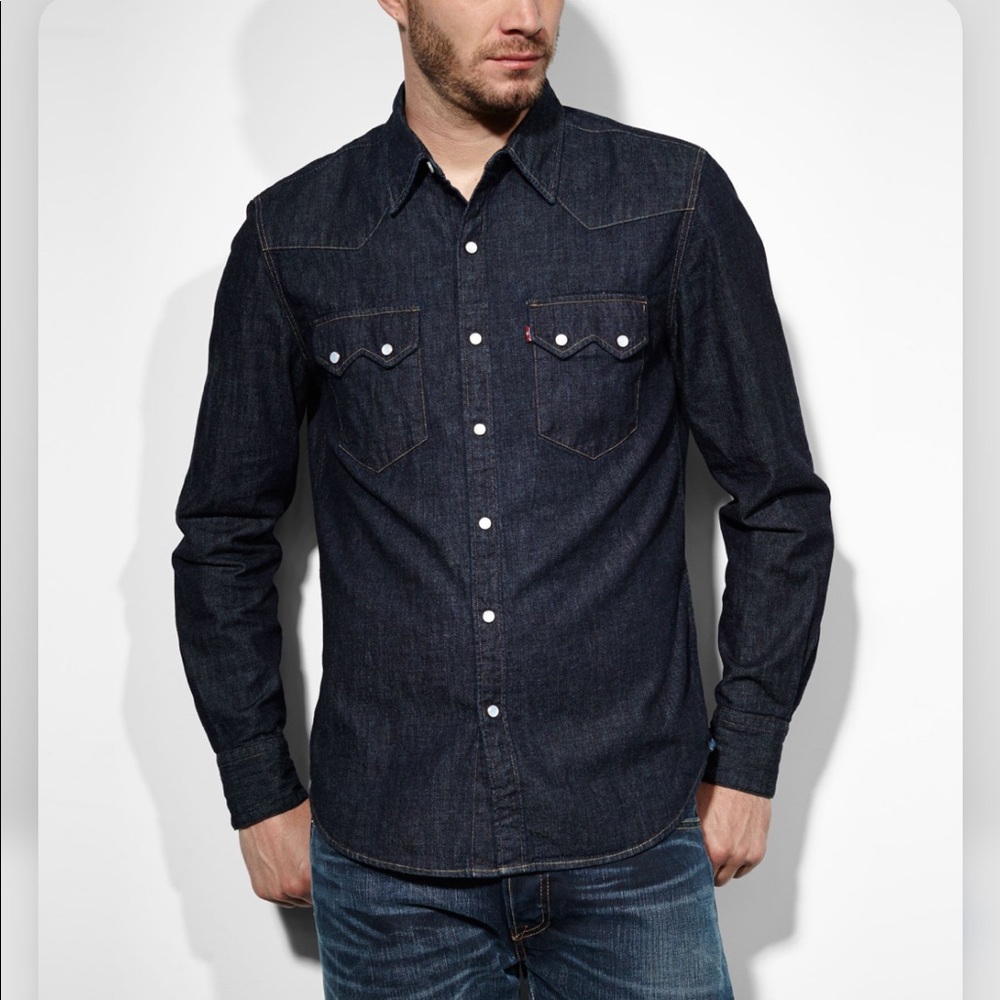 Levi's Men's Dark Indigo Denim Western Shirt